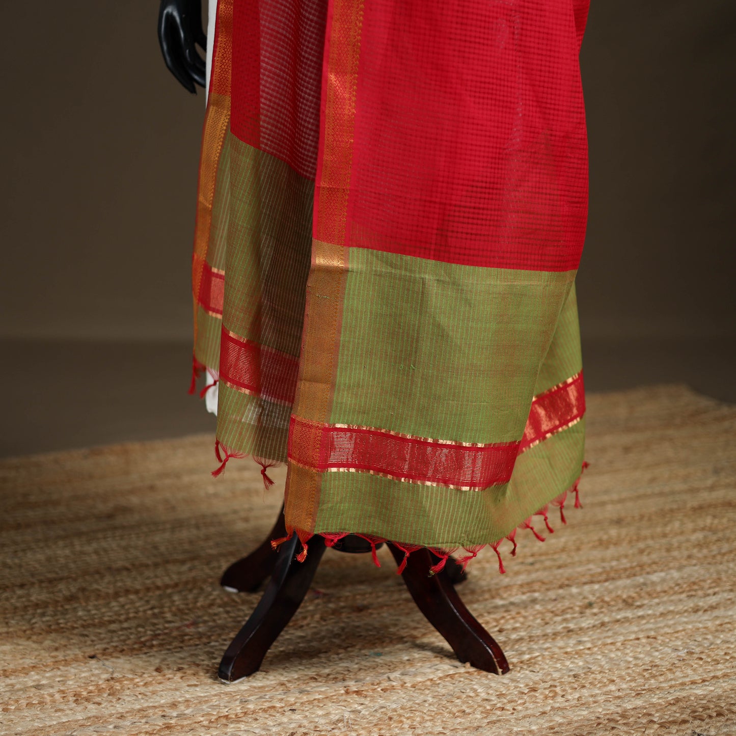 Pure Handloom Cotton Nizam Zari Border Mangalagiri Dupatta 17