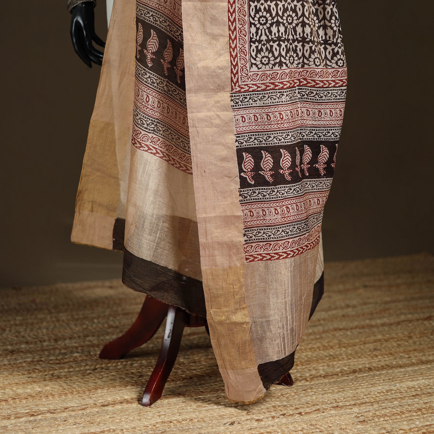Bagh Hand Block Print Natural Dyed Tissue Zari Chanderi Silk Dupatta 19