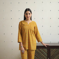 Yellow - Block Printed Cotton Ajrakh Co-ord Set 17