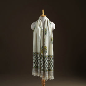 Floral Sanganeri Print Pure Merino Wool Handwoven Shawl 81