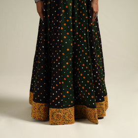 Multicolor - Bandhani Tie-Dye 24 Kali Patchwork Cotton Long Skirt 15