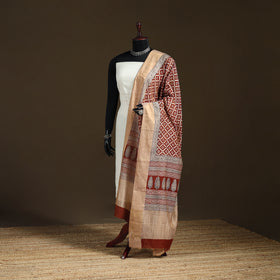 Bagh Hand Block Print Natural Dyed Tissue Zari Chanderi Silk Dupatta 20