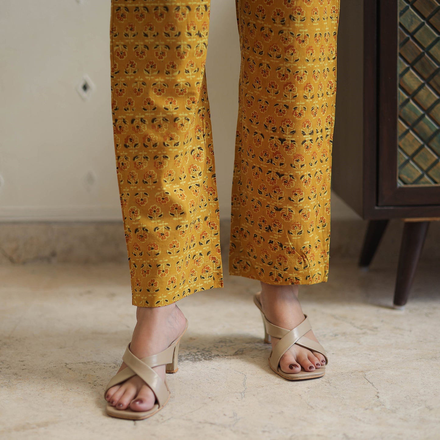 Yellow - Block Printed Cotton Ajrakh Co-ord Set 17