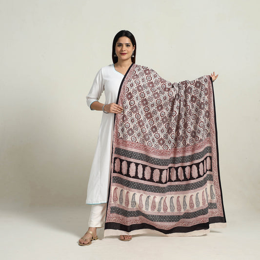 Multicolor - Natural Dyed Hand Block Print Cotton Bagh Dupatta 05