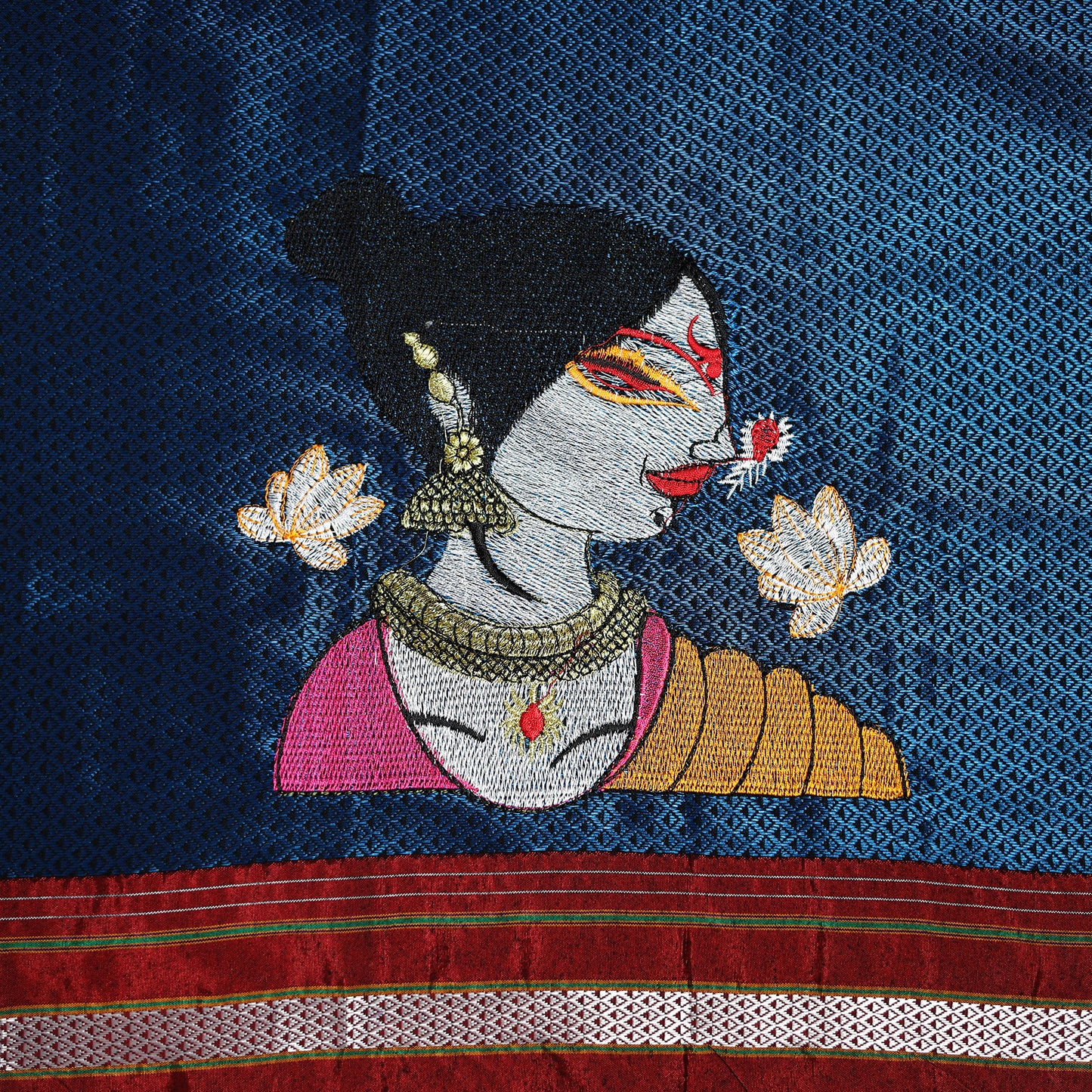 Women Embroidered Mercerised Cotton Khun Blouse Piece 01