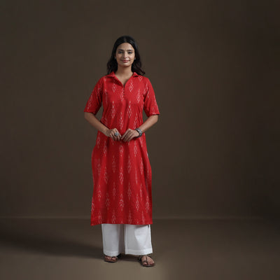 Pochampally Ikat Cotton Straight Kurta for Women 08