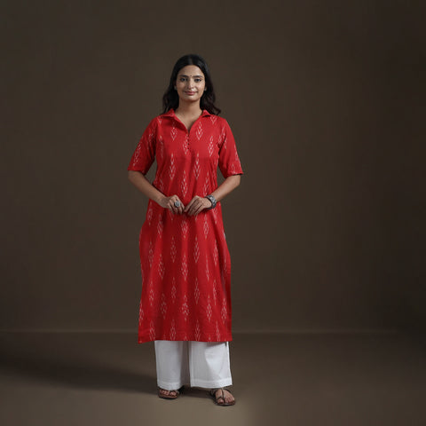 Pochampally Ikat Cotton Straight Kurta for Women 08