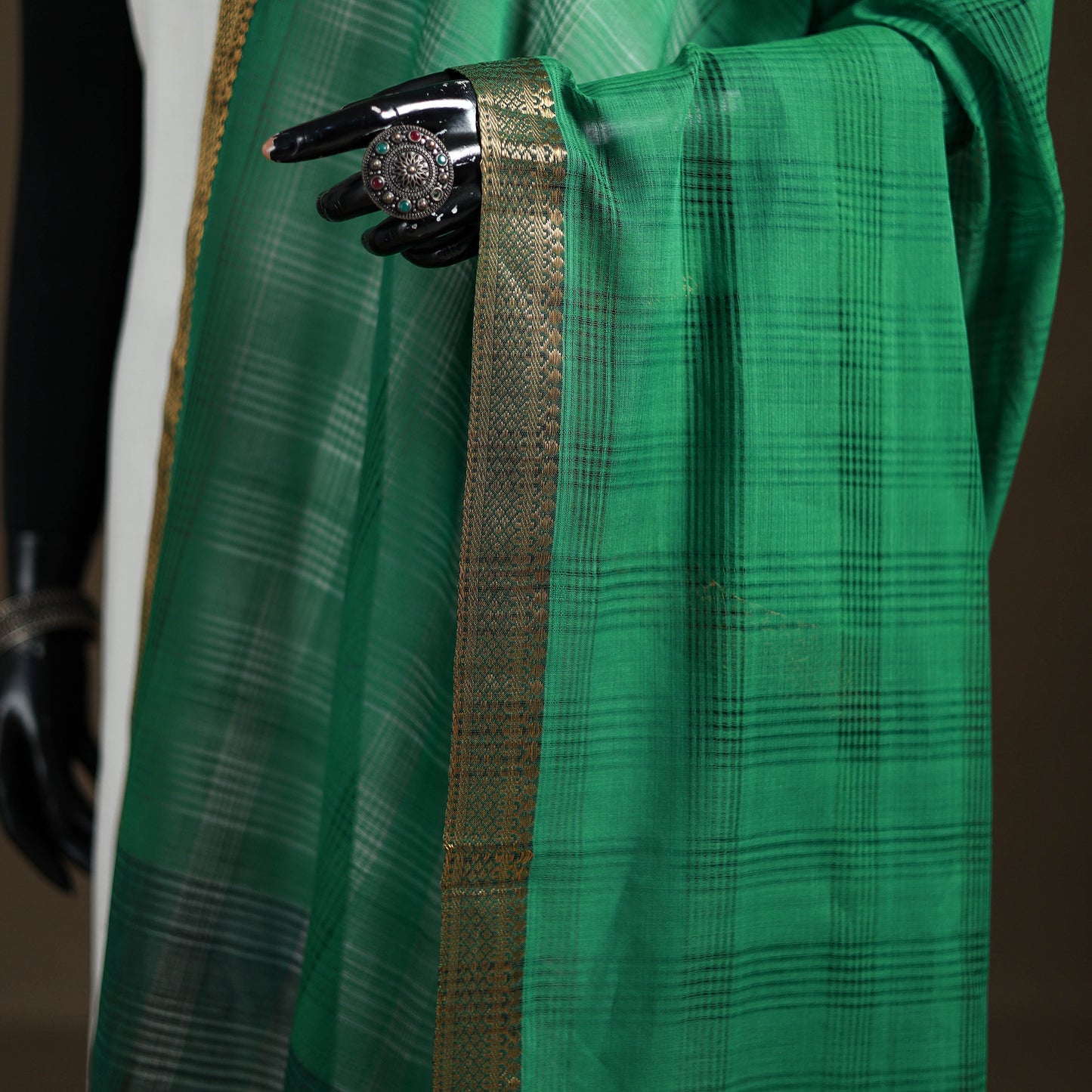 Pure Handloom Cotton Nizam Zari Border Mangalagiri Dupatta 18