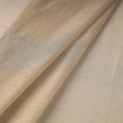 Beige - Traditional Tissue Chanderi Silk Handloom Zari Weave Fabric