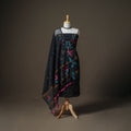 Black - jamdani pure handloom muslin unstitched dress