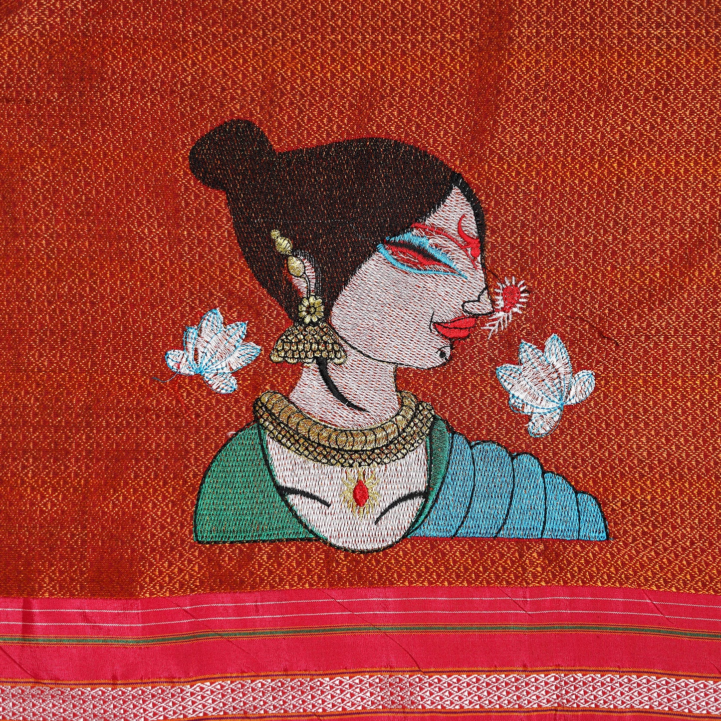 Women Embroidered Mercerised Cotton Khun Blouse Piece 04
