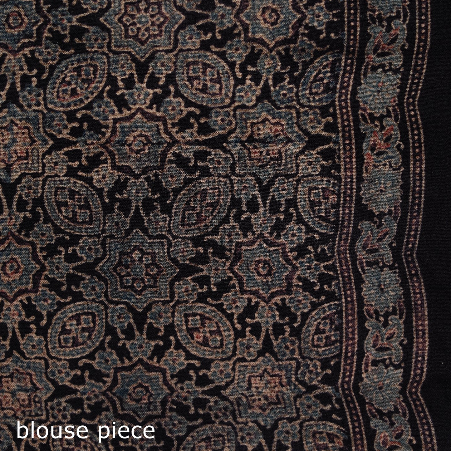 Handwoven Merino Wool Natural Dyed Hand Block Print Ajrakh Saree 06
