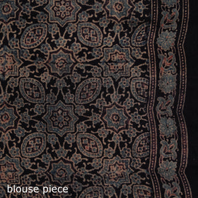 Handwoven Merino Wool Natural Dyed Hand Block Print Ajrakh Saree 06