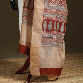 Bagh Hand Block Print Natural Dyed Tissue Zari Chanderi Silk Dupatta 20
