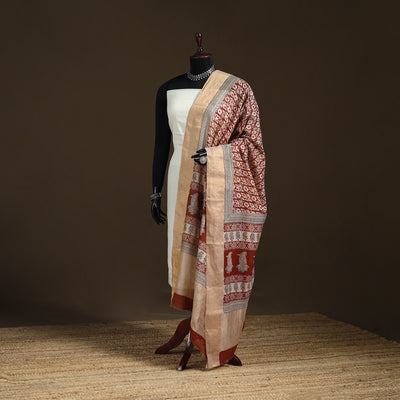 Bagh Hand Block Print Natural Dyed Tissue Zari Chanderi Silk Dupatta 21
