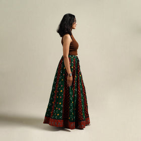 Multicolor - Bandhani Tie-Dye 24 Kali Patchwork Cotton Long Skirt 16