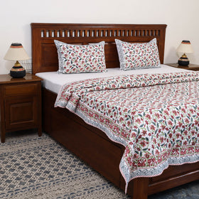 Brown - Double - Reversible Sanganeri Block Print Cotton Quilt Set 11