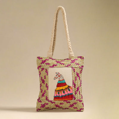 Multicolor - Bamboo with Pattachitra Handpainted Shoulder Bag from Odisha 35