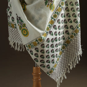 Floral Sanganeri Print Pure Merino Wool Handwoven Shawl 81