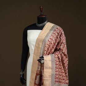 Bagh Hand Block Print Natural Dyed Tissue Zari Chanderi Silk Dupatta 21