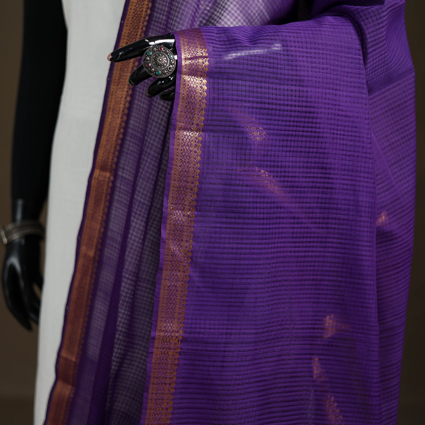 Pure Handloom Cotton Nizam Zari Border Mangalagiri Dupatta 19