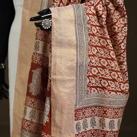 Bagh Hand Block Print Natural Dyed Tissue Zari Chanderi Silk Dupatta 21