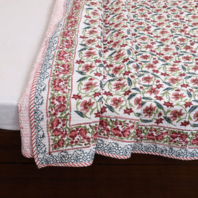 Brown - Double - Reversible Sanganeri Block Print Cotton Quilt Set 11