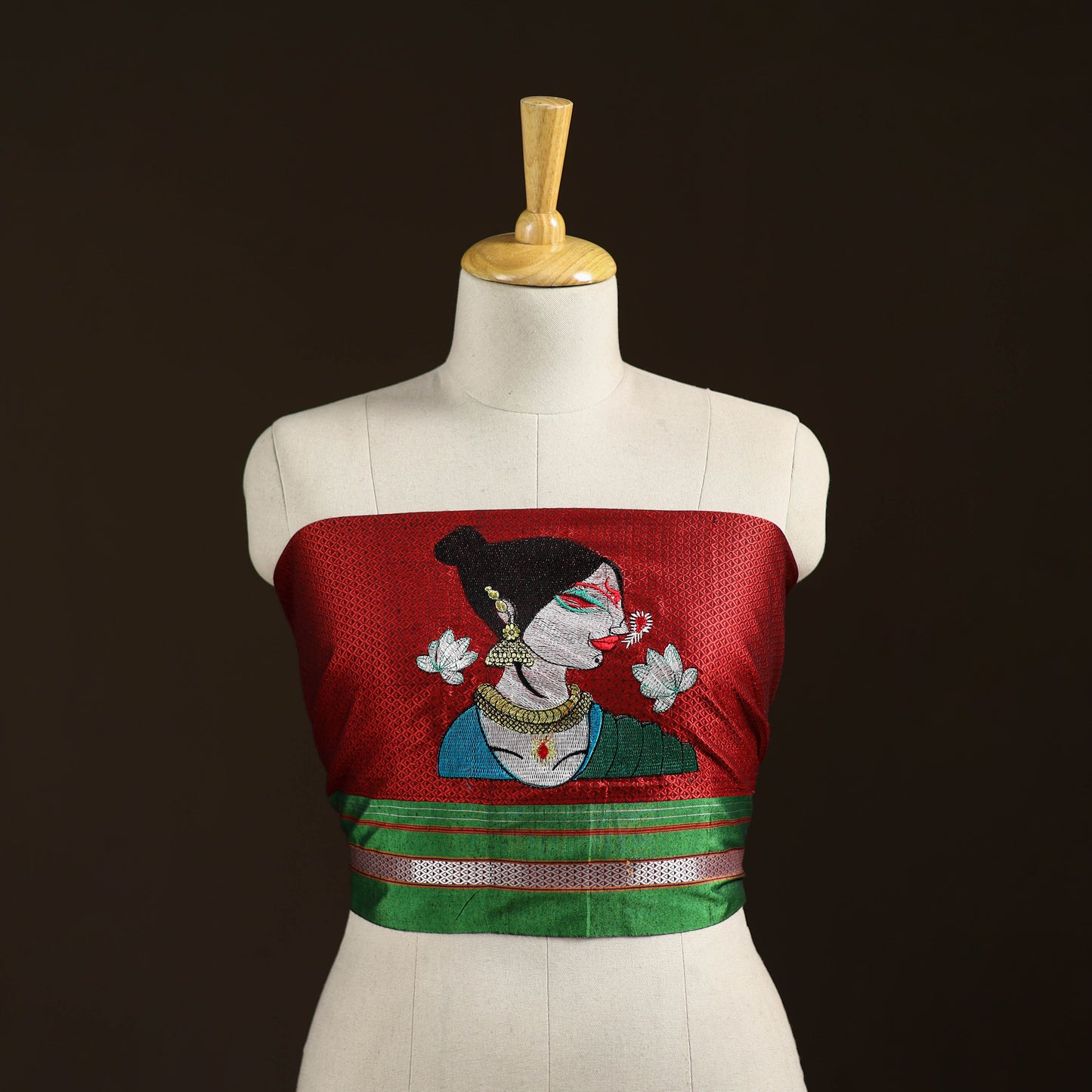 Women Embroidered Mercerised Cotton Khun Blouse Piece 06