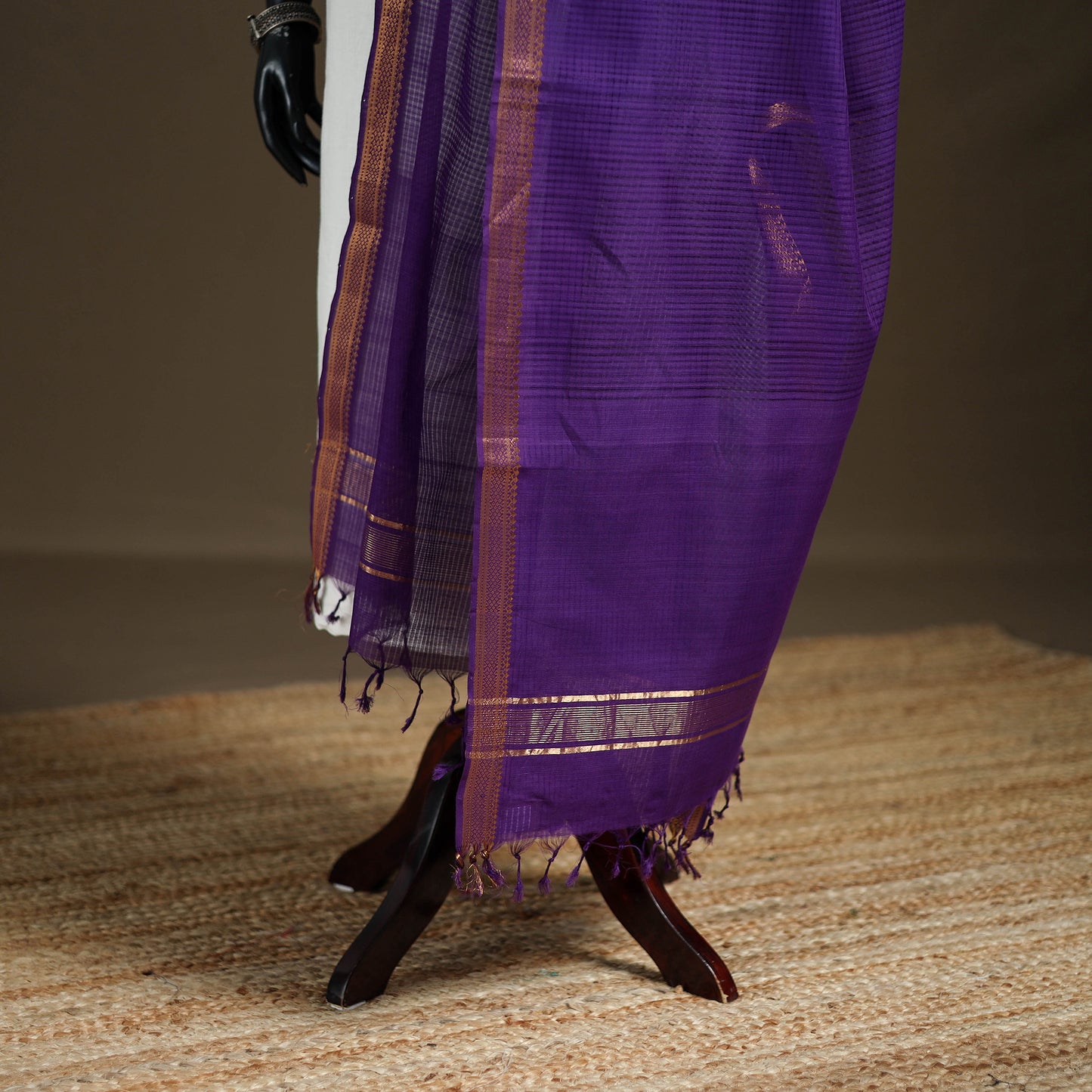 Pure Handloom Cotton Nizam Zari Border Mangalagiri Dupatta 19