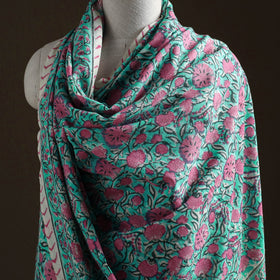 Floral Sanganeri Print Pure Merino Wool Handwoven Shawl 82