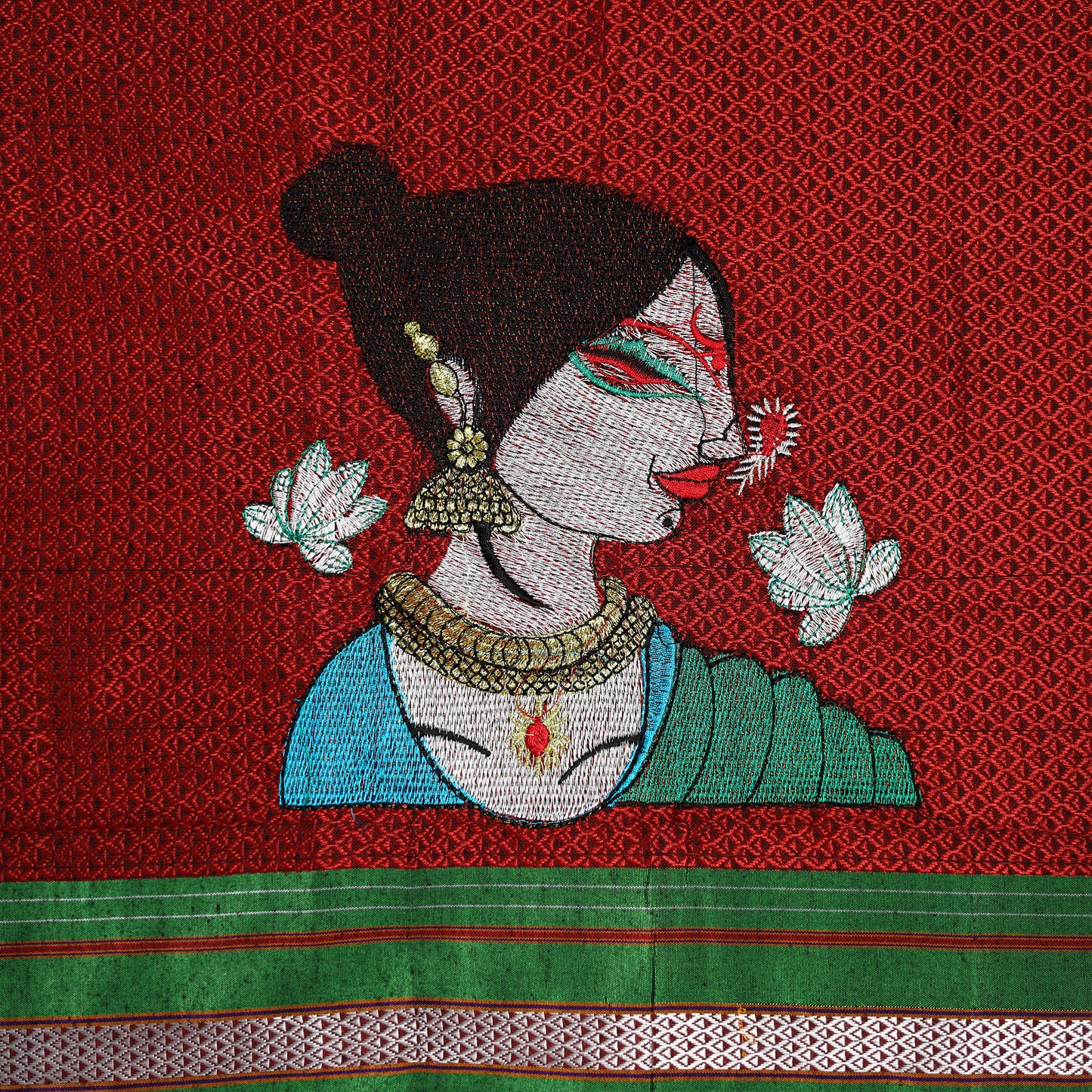 Women Embroidered Mercerised Cotton Khun Blouse Piece 06