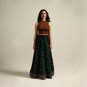 Multicolor - Bandhani Tie-Dye 24 Kali Patchwork Cotton Long Skirt 17