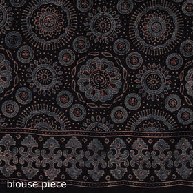 Handwoven Merino Wool Natural Dyed Hand Block Print Ajrakh Saree 08