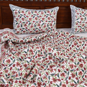 Brown - Double - Reversible Sanganeri Block Print Cotton Quilt Set 11