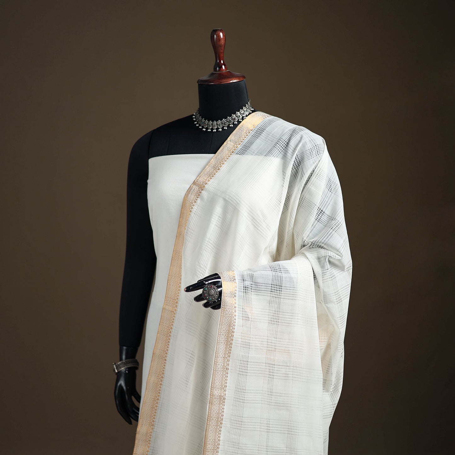 Pure Handloom Cotton Nizam Zari Border Mangalagiri Dupatta 21