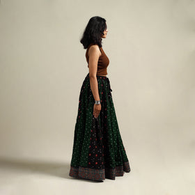 Multicolor - Bandhani Tie-Dye 24 Kali Patchwork Cotton Long Skirt 17