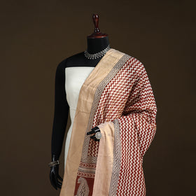 Bagh Hand Block Print Natural Dyed Tissue Zari Chanderi Silk Dupatta 22
