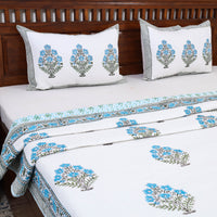 Double - Reversible Sanganeri Block Print Cotton Quilt Set 12