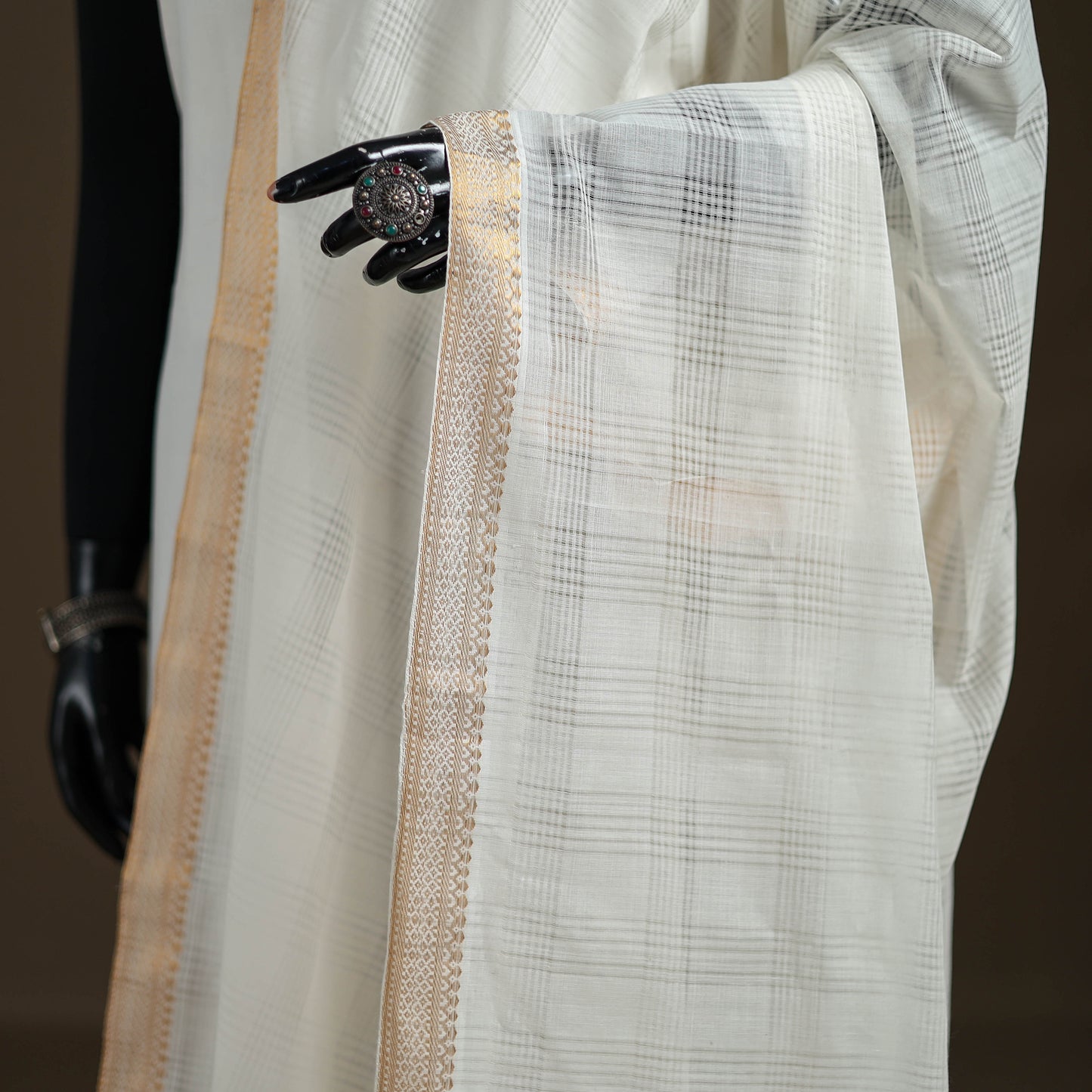 Pure Handloom Cotton Nizam Zari Border Mangalagiri Dupatta 21
