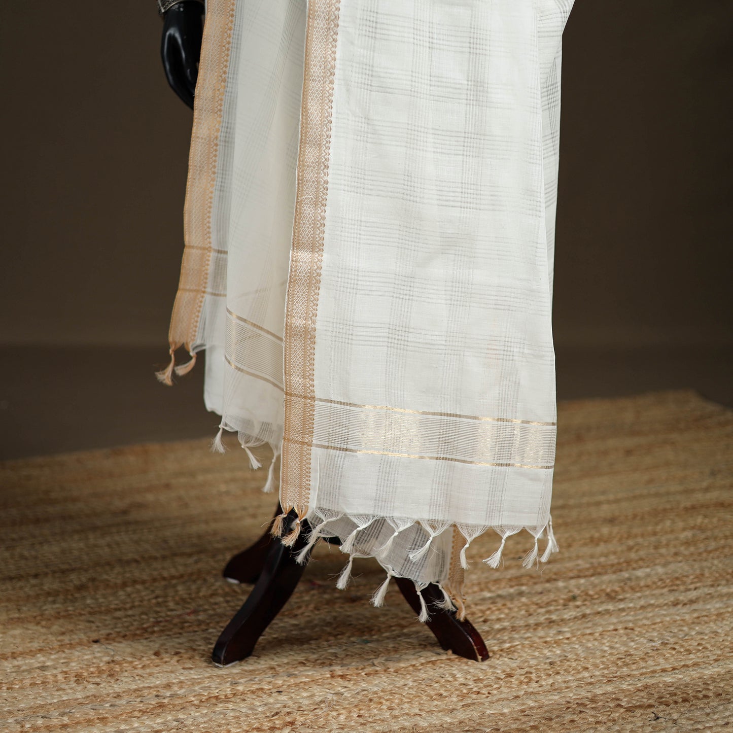 Pure Handloom Cotton Nizam Zari Border Mangalagiri Dupatta 21