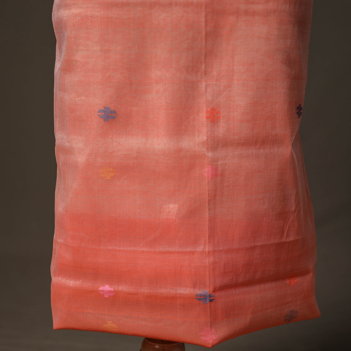 Peach - jamdani pure handloom muslin unstitched dress