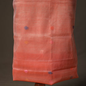 Peach - jamdani pure handloom muslin unstitched dress