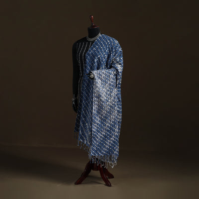Shibori Tie-Dye Cotton Dupatta with Tassels 17