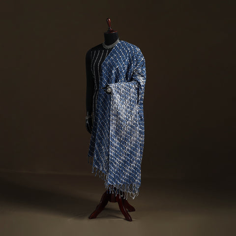 Shibori Tie-Dye Cotton Dupatta with Tassels 17
