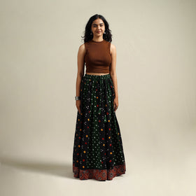 Multicolor - Bandhani Tie-Dye 24 Kali Patchwork Cotton Long Skirt 18