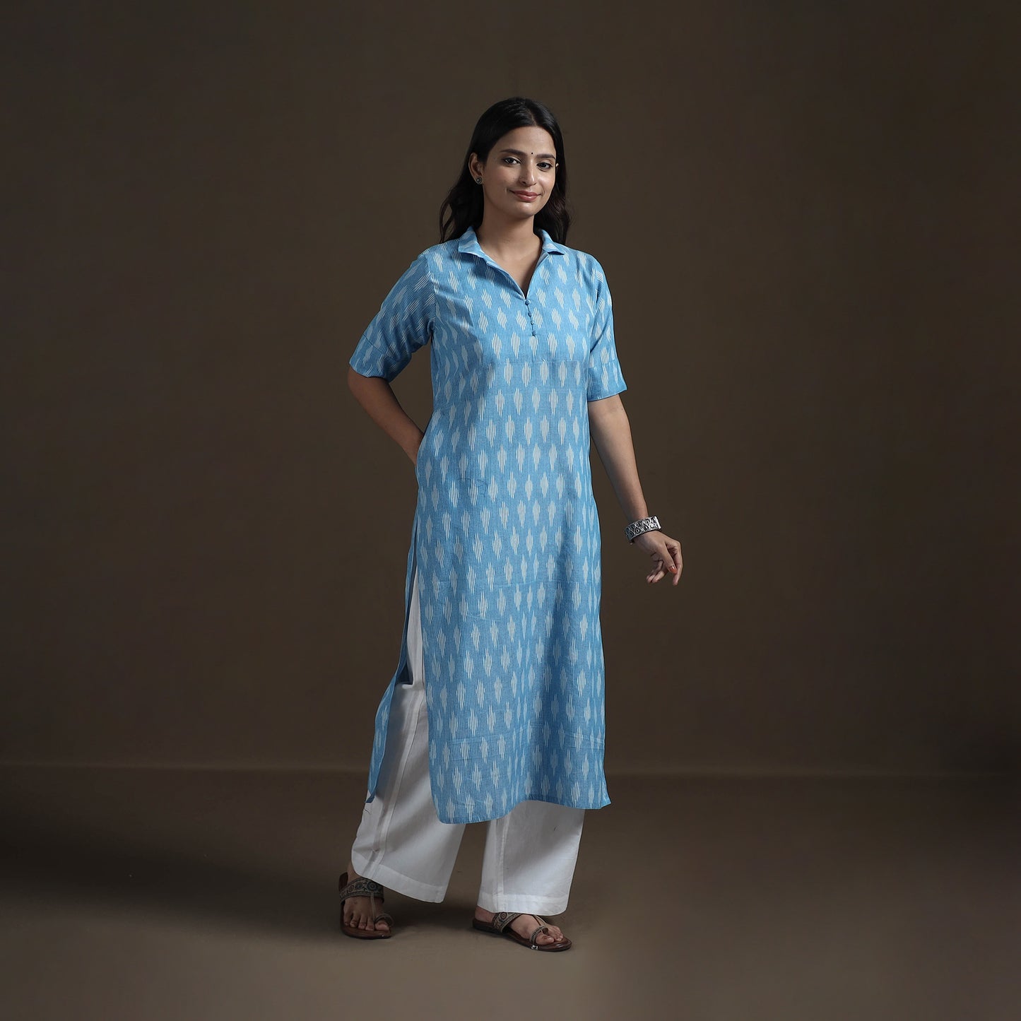 Pochampally Ikat Cotton Straight Kurta for Women 06