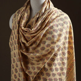 Floral Sanganeri Print Pure Merino Wool Handwoven Shawl 83