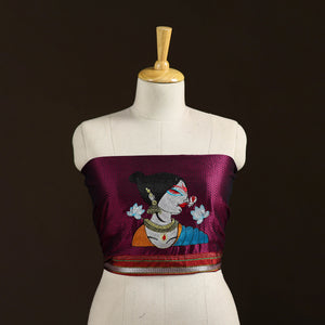 Maroon - Women Embroidered Mercerised Cotton Khun Blouse Piece 09