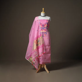 Jamdani Pure Handloom Muslin Unstitched Dress Material: Kurta with Dupatta 31