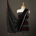 Black - 3pc Cotton Pochampally Ikat Kurta with Plain Dupatta 06